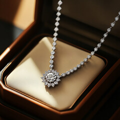 antique diamond necklace in beautiful box for women generated by AI