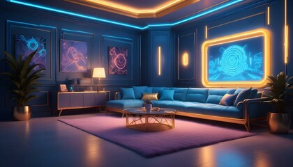 Photo interior modern design room 3d illustration;