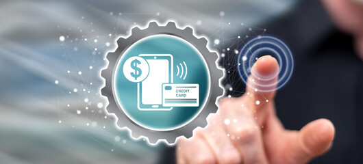 Man touching an e-payment concept