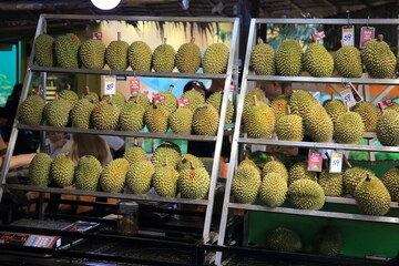 Kuala Lumpur, Malaysia - May 4, 2024: A view of a durian shop in Kuala Lumpur, Malaysia
