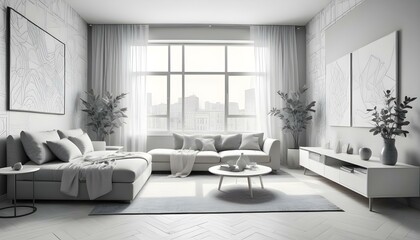 Photo interior modern design room 3d illustration;