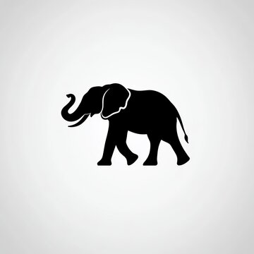 recommend clip art: Simple black silhouette of an elephant walking to the right.