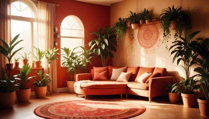 Photo interior modern design room 3d illustration;