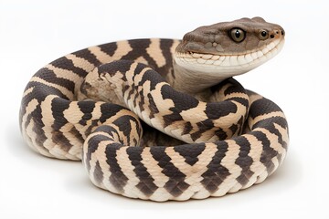 Black tailed rattlesnake on white background, Ai Generated