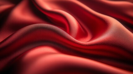 Obraz premium Waves of smooth red silk fabric creating elegant texture. Fashion and luxury concept
