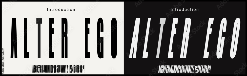 Wall mural condensed vector font with number. alphabet of sans serif font with modern typography. bold and tall
