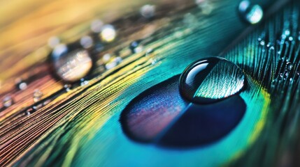 Water Droplet on a Peacock Feather