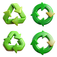 Obraz premium 3D Arrow recycle and rotation icon isolated on transparent background PNG file
