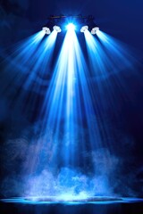 Empty stage with blue lighting for presentation