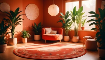 Photo interior modern design room 3d illustration;