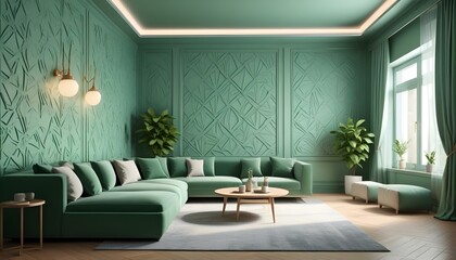 Photo interior modern design room 3d illustration;