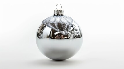 Silver Christmas ball on a white background isolated