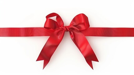 Red satin ribbon bow isolated on white, perfect for gift wrapping and holiday decorations, featuring a festive design ideal for Christmas, birthdays, and special celebrations