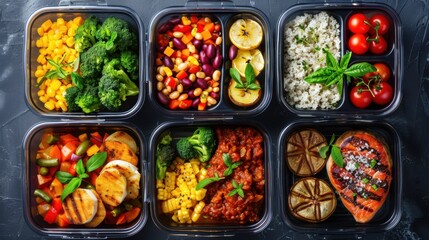 Healthy Meal Prep Containers With Various Dishes for a Week