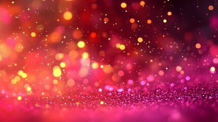 Abstract Pink and Gold Glitter Background with Bokeh Lights