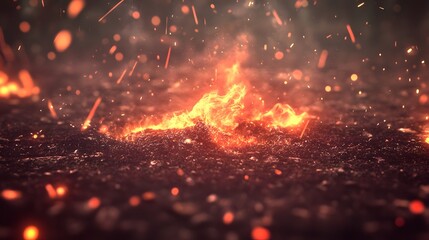 Fiery Embers with Sparks and Smoke Background