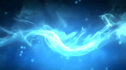 Abstract Blue Light Swirl Background with Glowing Particles
