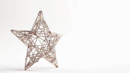 A golden 3D Christmas star symbol designed as a festive decoration, featuring a metallic shape and vector style, representing the holiday season and celebration