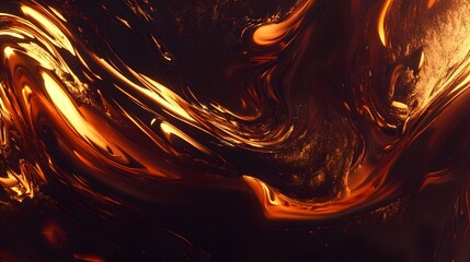 Abstract Gold and Black Swirls  Liquid Marble Effect