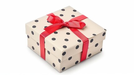 Red gift box with a ribbon, perfect for celebrations such as Christmas, birthdays, and holidays, featuring a decorative bow and a beautifully wrapped package, symbolizing surprise and joy