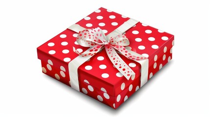 Red gift box with a ribbon, perfect for celebrations such as Christmas, birthdays, and holidays, featuring a decorative bow and a beautifully wrapped package, symbolizing surprise and joy
