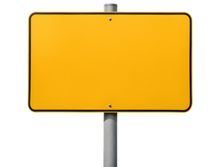 Blank Yellow Signboard Isolated on Transparent Background
