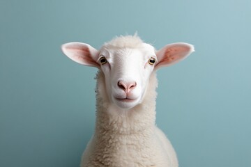 Obraz premium Sheep dressed as a ghost with a flowing white sheet, [ghost sheep], [farm animal in Halloween costume].