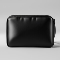 Fototapeta premium The blank black and white canvas cosmetic bag mockup is halfturned with an isolated background 3D rendering, while the clear textile cosmetic case mockup is blank with an empty cotton clutch.