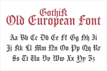 Vector illustration Retro GOTHIC font. Old European style of writing. Calligraphic patterns. Retro design with monograms