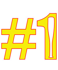 #1 sports clip art design on plain white transparent isolated background for card, shirt, hoodie, sweatshirt, apparel, card, tag, mug, icon, poster or badge