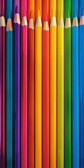 36 Premium and beautiful pencils, assorted lengths, vibrant colors, bright background
