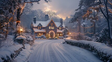 Christmas winter fairy house in the middle of the forest! Christmas fairy and beautiful all in snow 