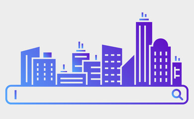 Urban background on the icon. Gradient icon for your business.