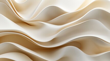 Obraz premium Abstract wavy shapes in beige and white colors.