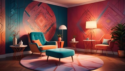 Photo interior modern design room 3d illustration;