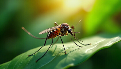 mosquito on a green leaf