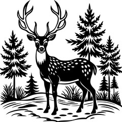  deer vector.Deer in the Forest svg, Deer Cut Files For Cricut, Deer Clipart, Forest Svg, Wilderness Svg, Forest Bundle svg, Deer Head Svg.