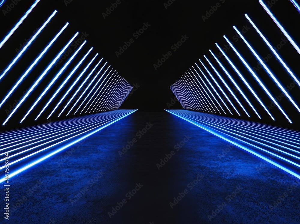 Poster dark podium with reflections and light