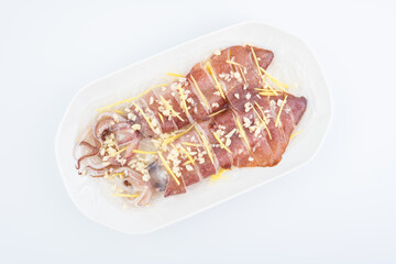 Fresh squid on plate