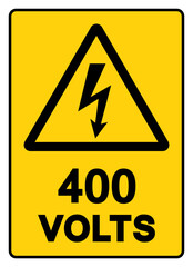 Danger 400 Volts Tag Symbol Sign,Vector Illustration, Isolate On White Background Label. EPS10