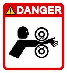 Danger Arm Entangle Rollers Right Symbol Sign, Vector Illustration, Isolate On White Background Label .EPS10