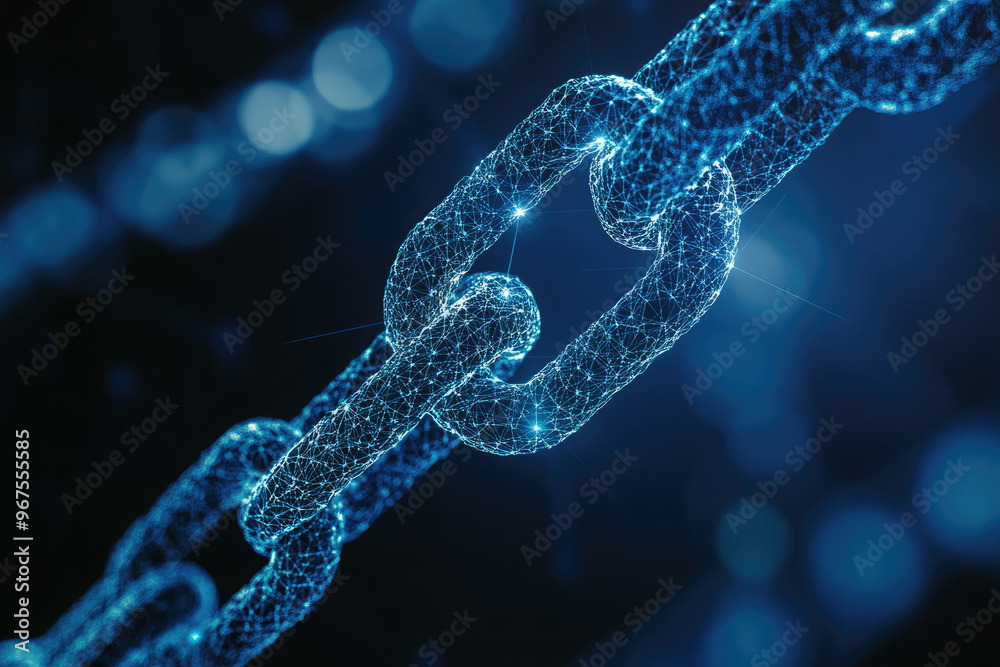 Aufkleber abstract concept of blockchain technology creating a secure digital chain connecting data with a fut