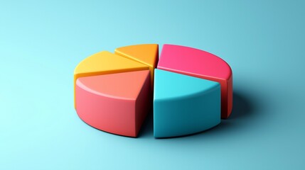 Obraz premium Colorful 3D Pie Chart on Blue Background