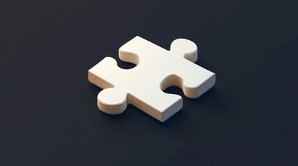 Single White Puzzle Piece on Dark Background