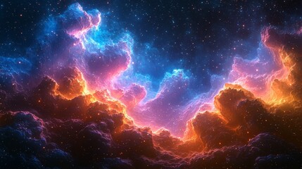 Fototapeta premium In the Dynamic Dimensions, clouds and dust glimmering with glowing energy, Astral Dimensions