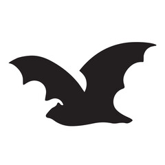 Simple black contour bat icon isolated on transparent background. Bat for horror night holiday. Halloween vampire bat.