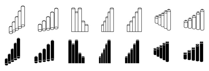 isometric statistic bars vector silhouettes	