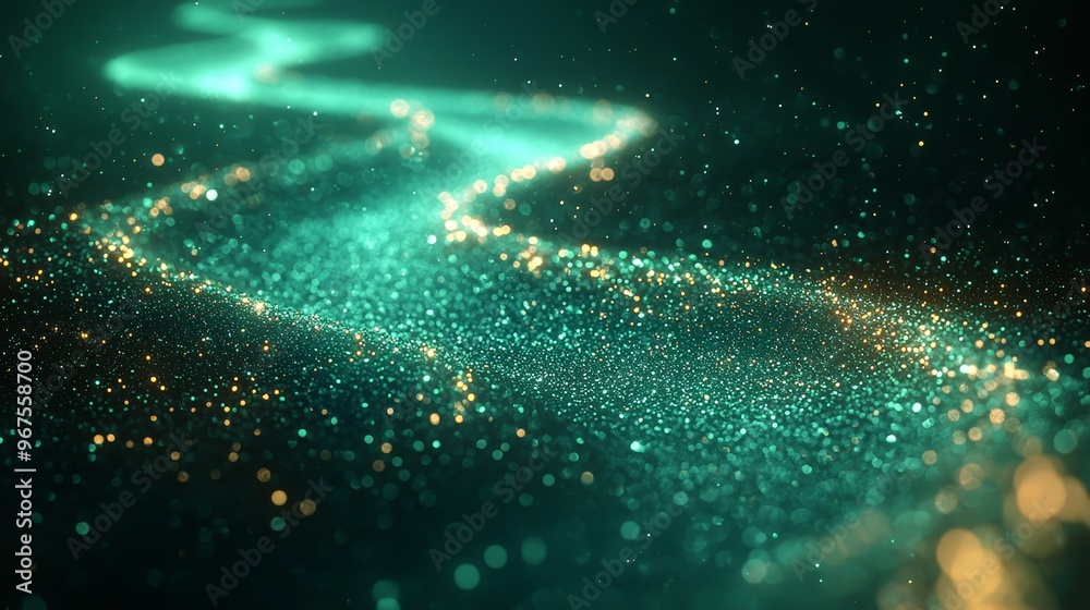 Aufkleber abstract futuristic background combining a technical essence with light trails in cool blues and gre
