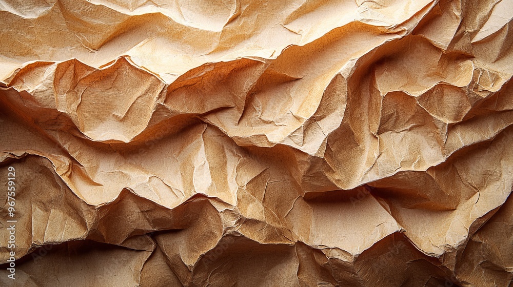 Fototapete stylish crumpled paper texture with play of light and cool tones, offering a dynamic and textural ba