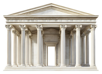 Obraz premium Ancient temple structure with columns and open entrance at midday isolated on transparent background